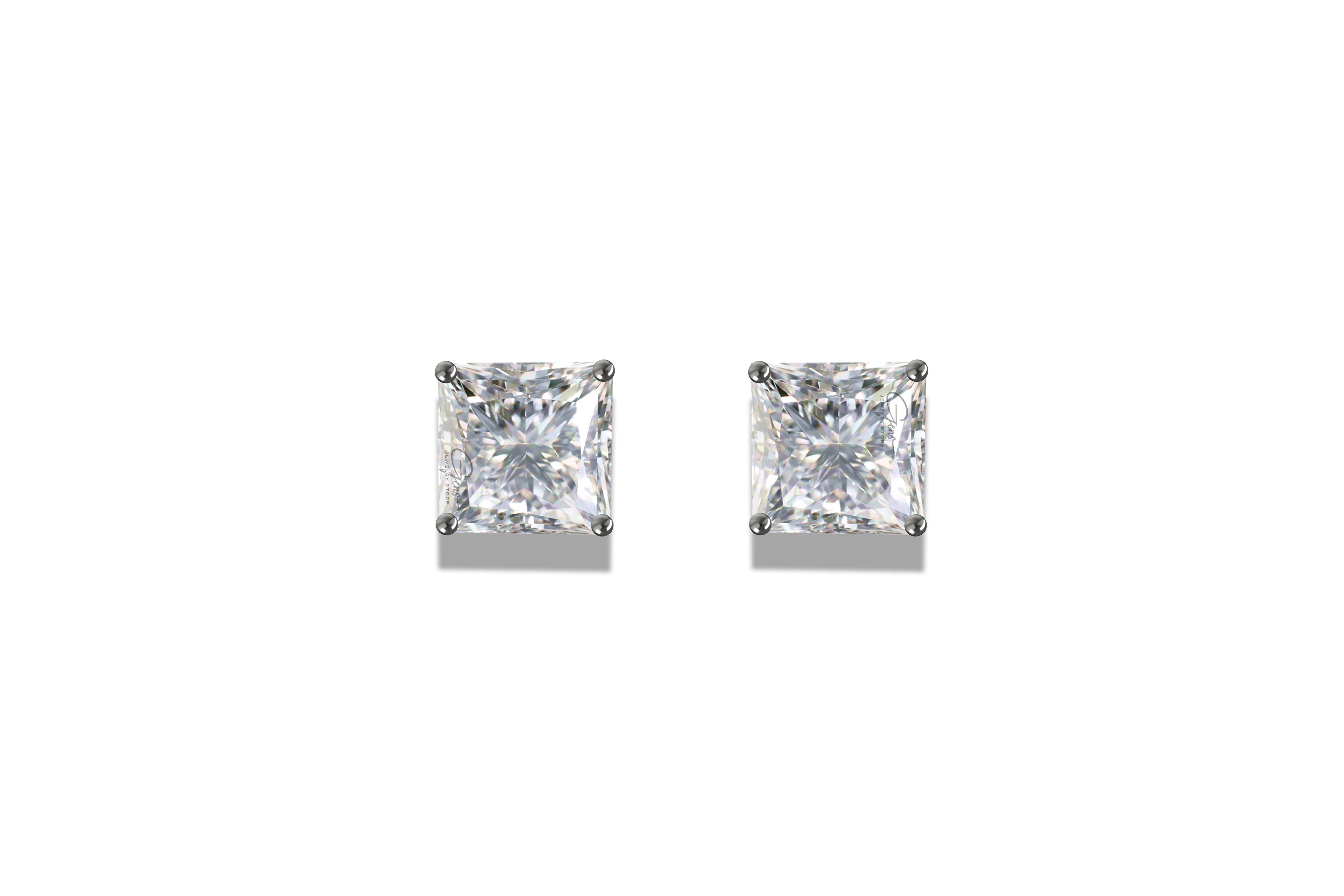 Moissanite Princess Cut Earrings