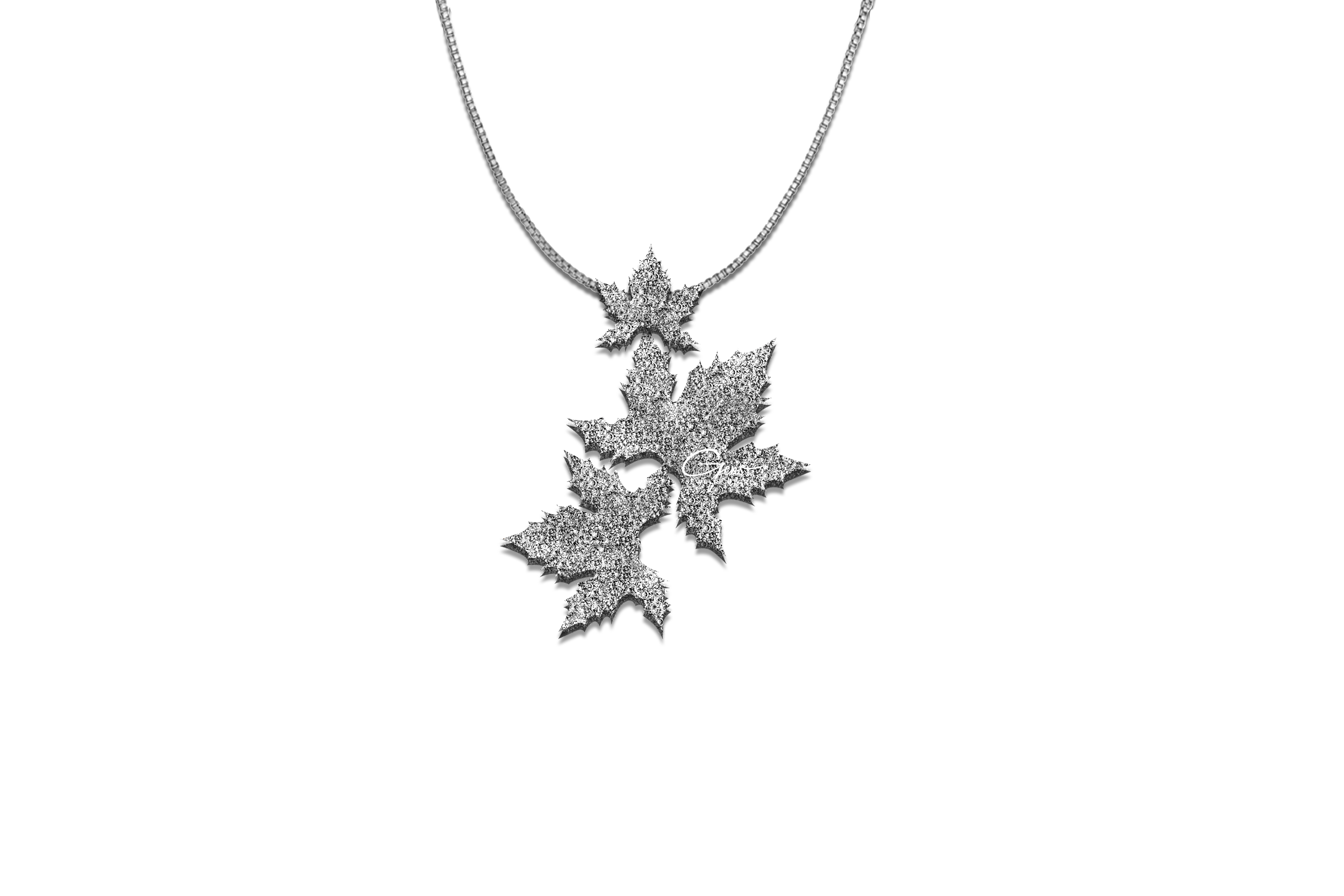 Moissanite Tri-Leaf Pendant